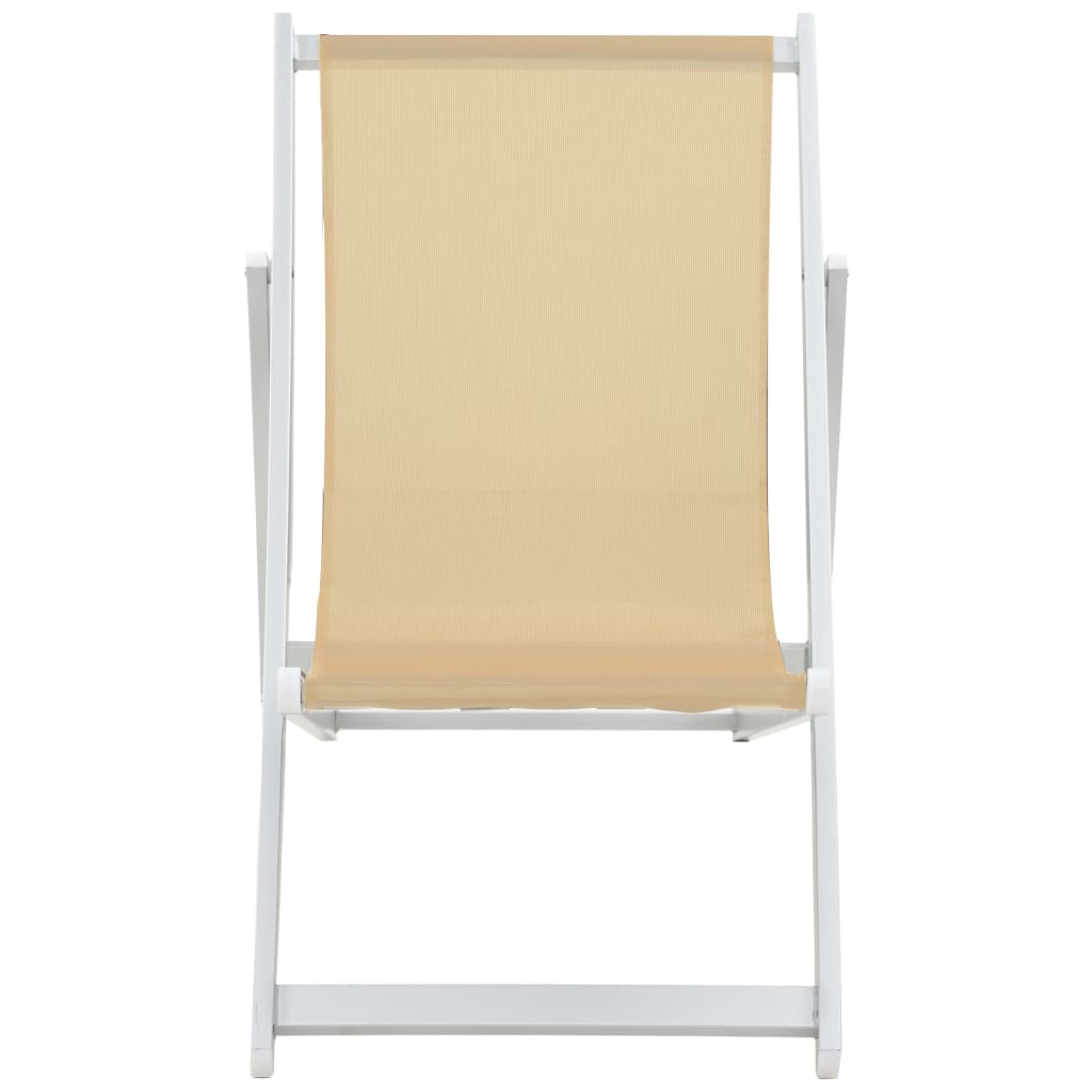vidaXL Chaise de plage pliable 2pcs Aluminium et Textilène Blanc cassé