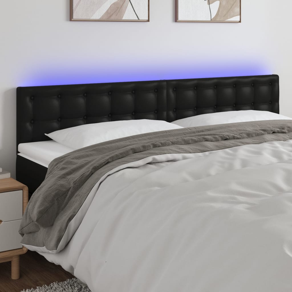 vidaXL Tête de lit à LED Noir 160x5x78/88 cm Similicuir