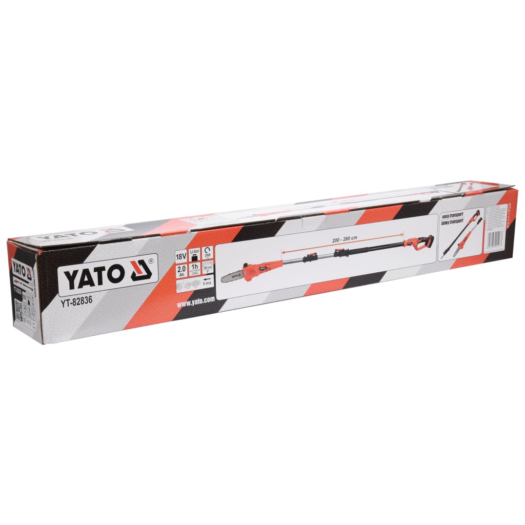 YATO Tronçonneuse télescopique avec batterie Li-Ion 2,0Ah 18 V