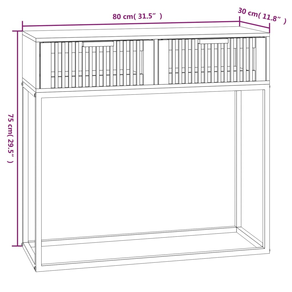 vidaXL Table console blanc 80x30x75 cm bois d'ingénierie et fer
