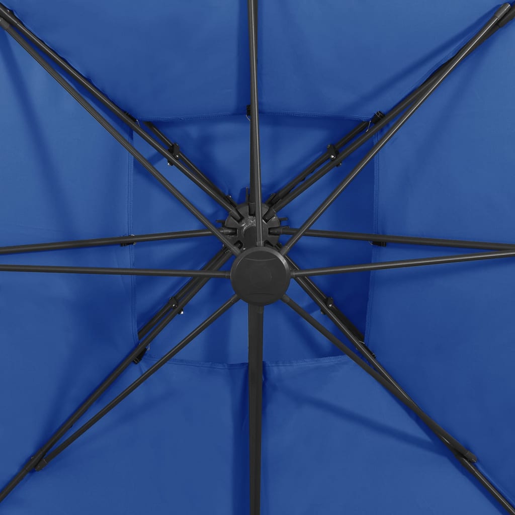 vidaXL Parasol déporté avec double toit 300x300 cm bleu azur