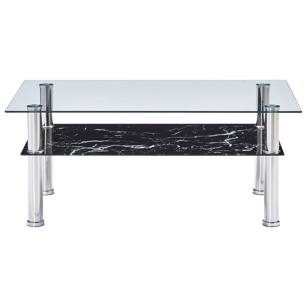 vidaXL Table basse à l'aspect de marbre Noir 100x60x42 cm Verre trempé