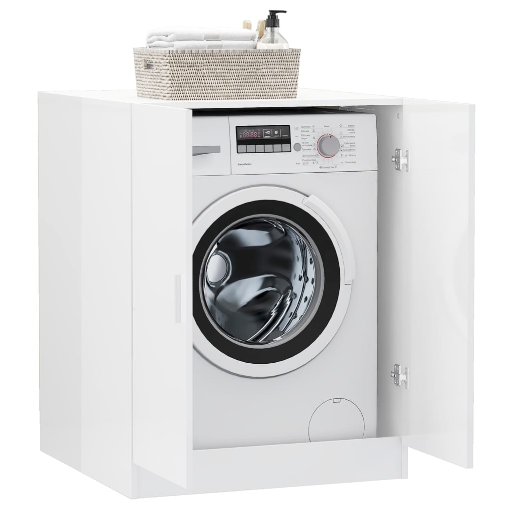 vidaXL Meuble pour machine à laver Blanc brillant