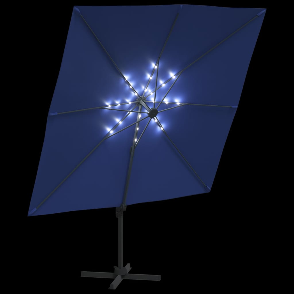vidaXL Parasol cantilever à LED Bleu azuré 400x300 cm