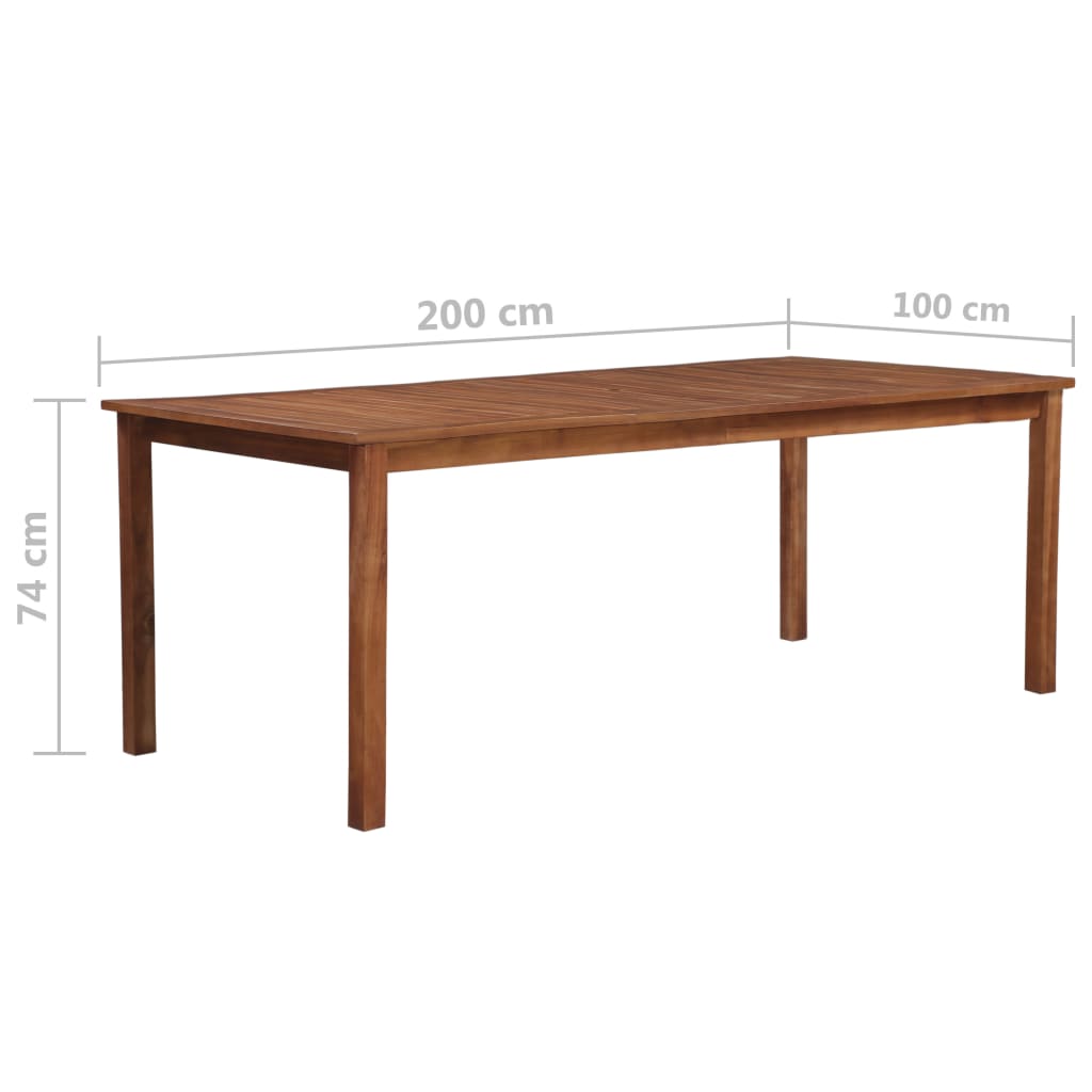 vidaXL Table de jardin 200x100x74 cm Bois d'acacia massif