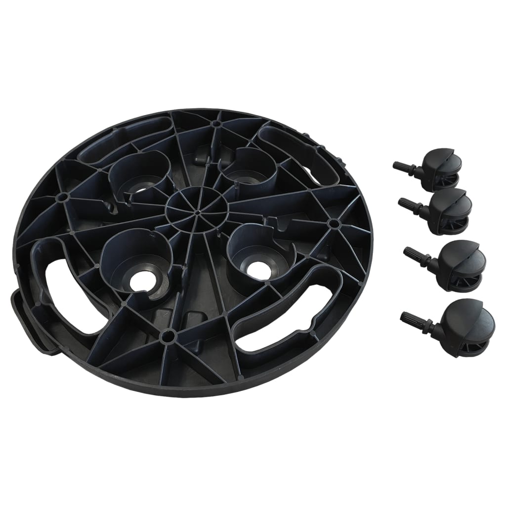 vidaXL Chariots à plantes avec roues 2 pcs Diamètre 30 cm Noir 170 kg