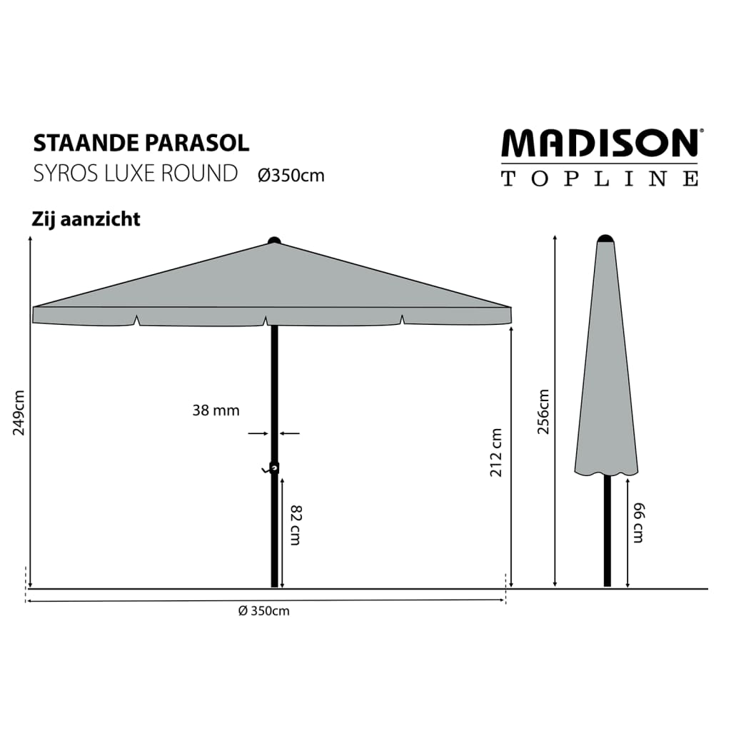 Madison Parasol Syros Luxe 350 cm Rond Taupe