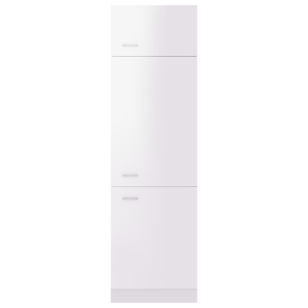 vidaXL Armoire de réfrigérateur Blanc brillant 60x57x207 cm Aggloméré