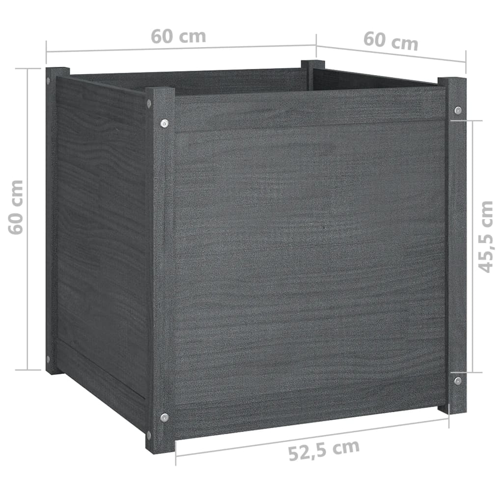 VidaXL Jardini res D ext rieur 2pcs Gris 60x60x60cm Bois De Pin Massif vidaxl-jardini-res-d-ext-rieur-2pcs-gris-60x60x60cm-bois-de-pin-massif