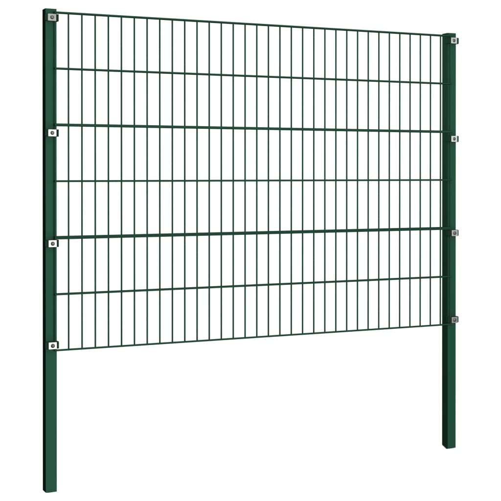 vidaXL Panneau de clôture avec poteaux Fer 6,8 x 1,2 m Vert
