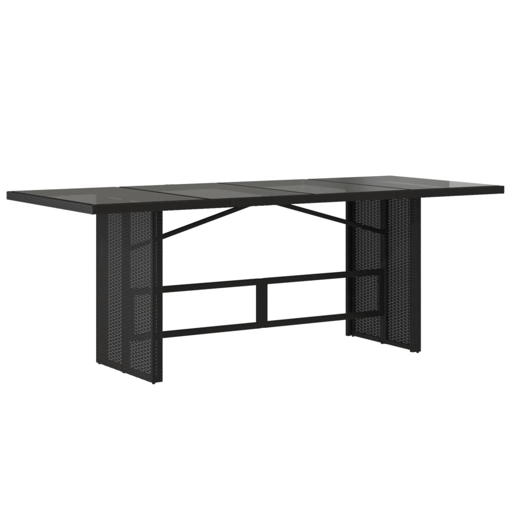 vidaXL Table de jardin dessus en verre noir 190x80x74cm résine tressée