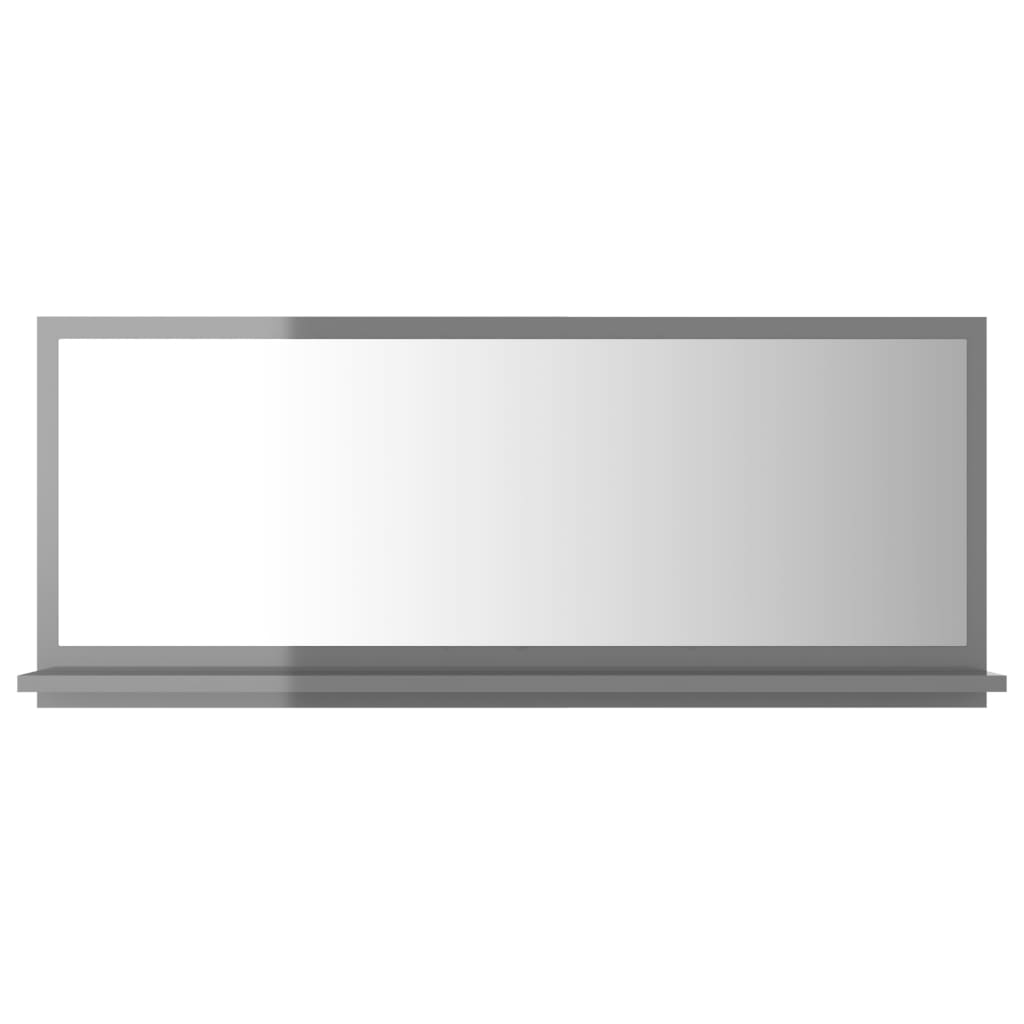 vidaXL Miroir de salle de bain Gris brillant 90x10,5x37 cm Aggloméré