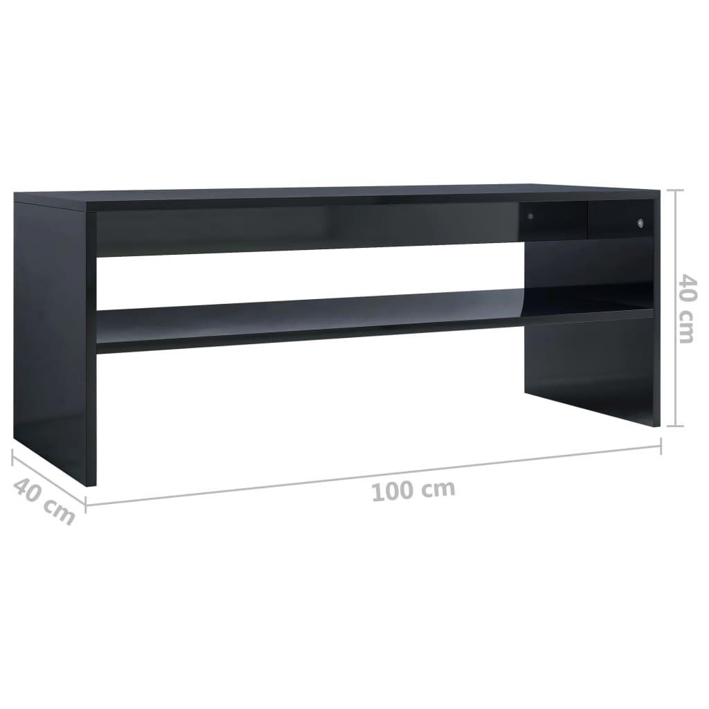 vidaXL Table basse Noir brillant 100 x 40 x 40 cm Aggloméré