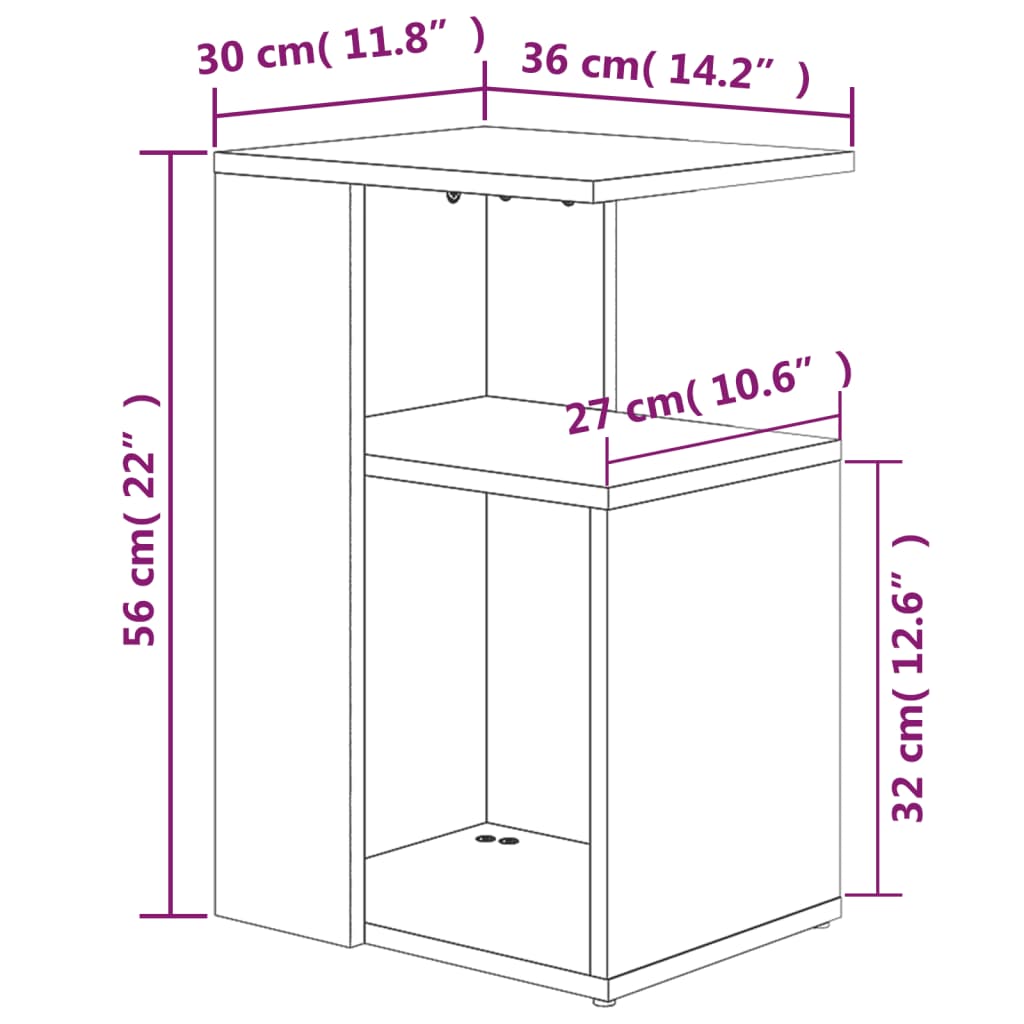 vidaXL Table d'appoint Sonoma gris 36x30x56 cm Bois d'ingénierie