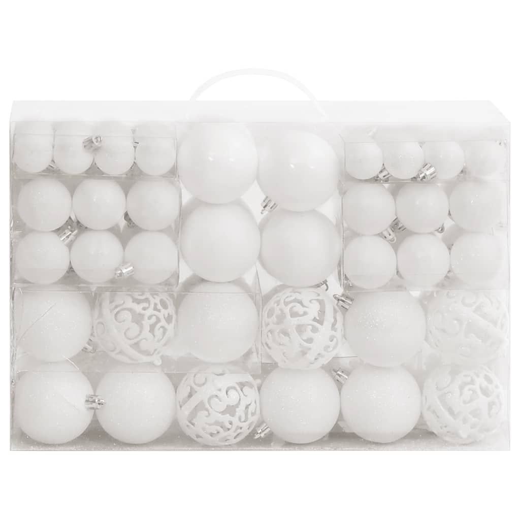 vidaXL Ensemble de boules de Noël 111 pièces blanc polystyrène