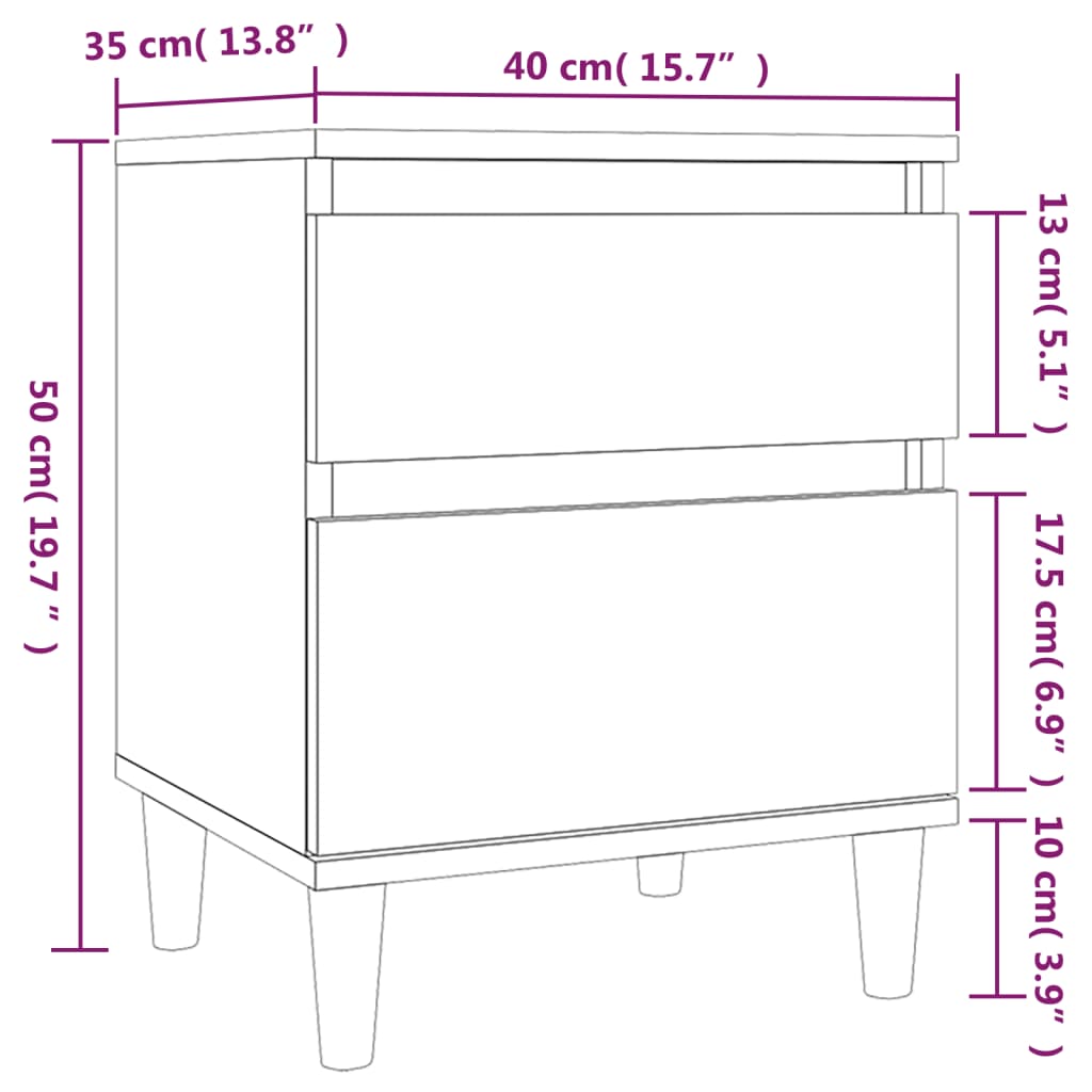 vidaXL Table de chevet Chêne marron 40x35x50 cm