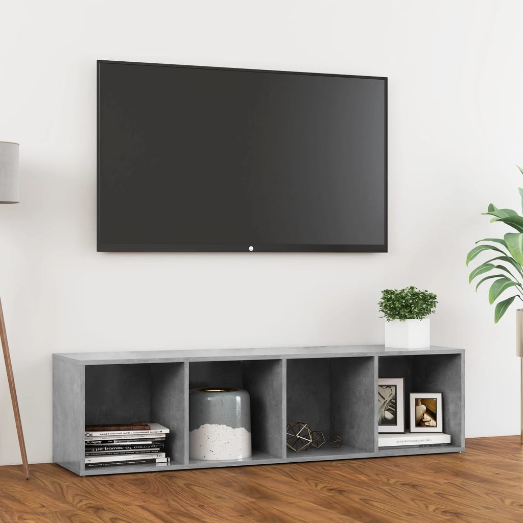 vidaXL Meuble TV gris béton 142,5x35x36,5 cm bois d’ingénierie