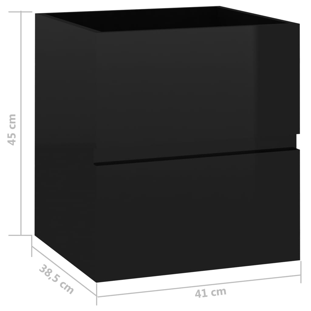 vidaXL Armoire d'évier Noir brillant 41x38,5x45 cm Aggloméré