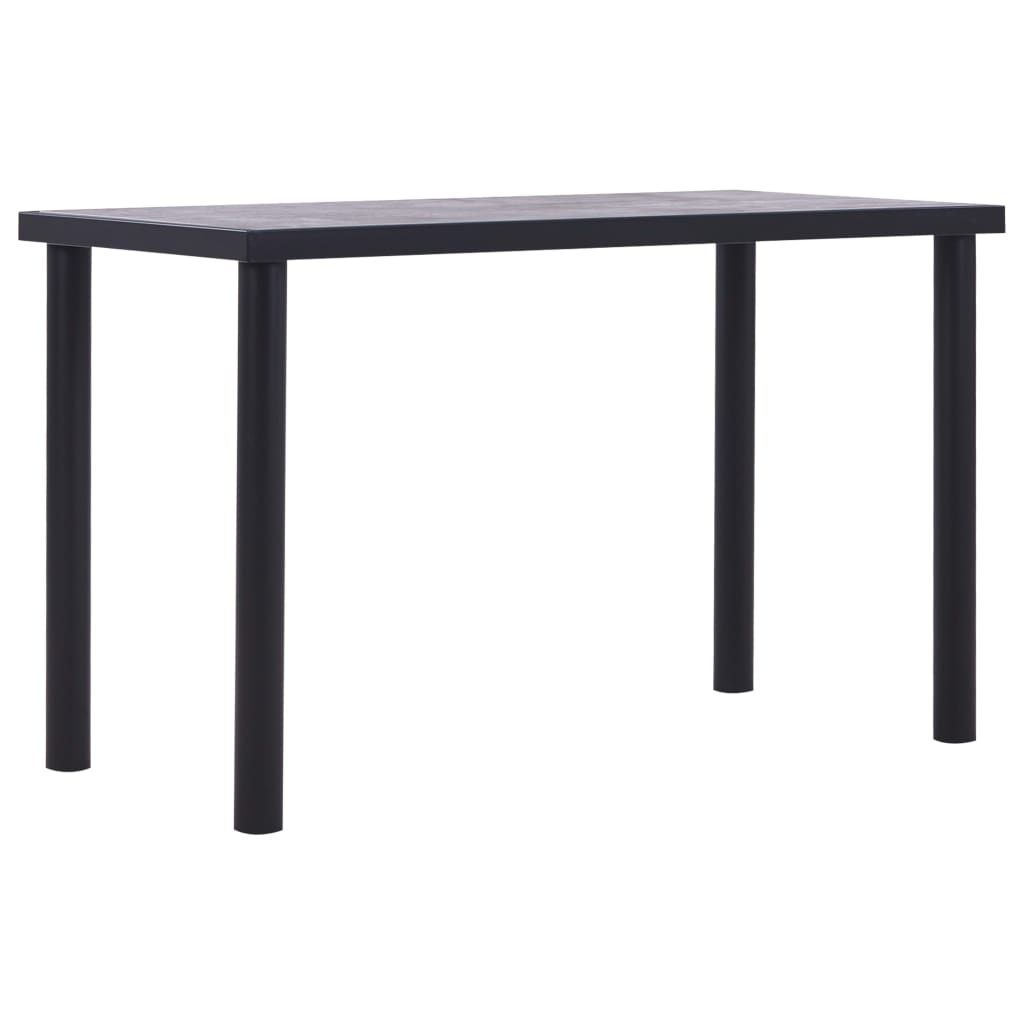 vidaXL Table de salle à manger Noir et gris béton 120x60x75 cm MDF