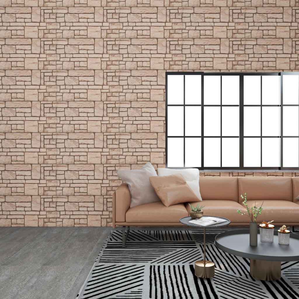 vidaXL Panneaux muraux 3D avec design de brique beige 11 pcs EPS