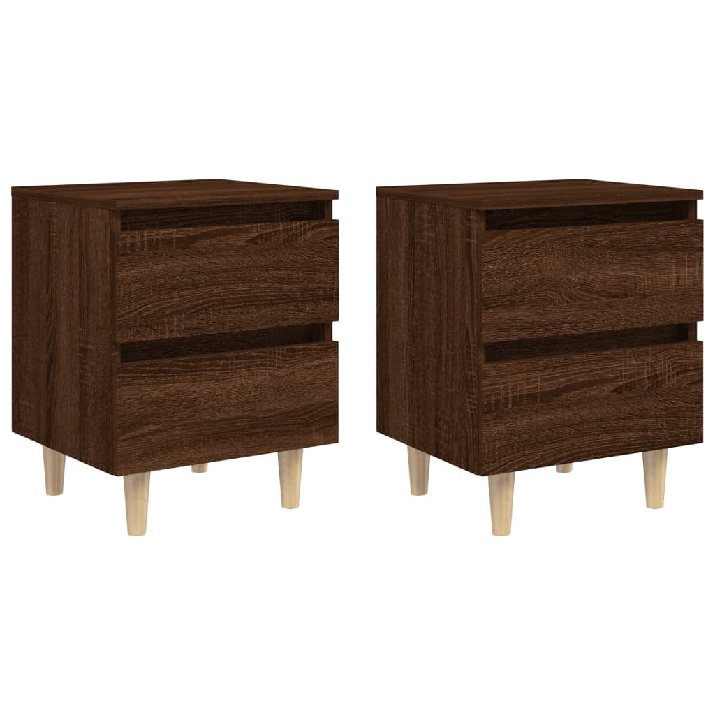 vidaXL Tables de chevet pieds en bois 2 pcs Chêne marron 40x35x50 cm
