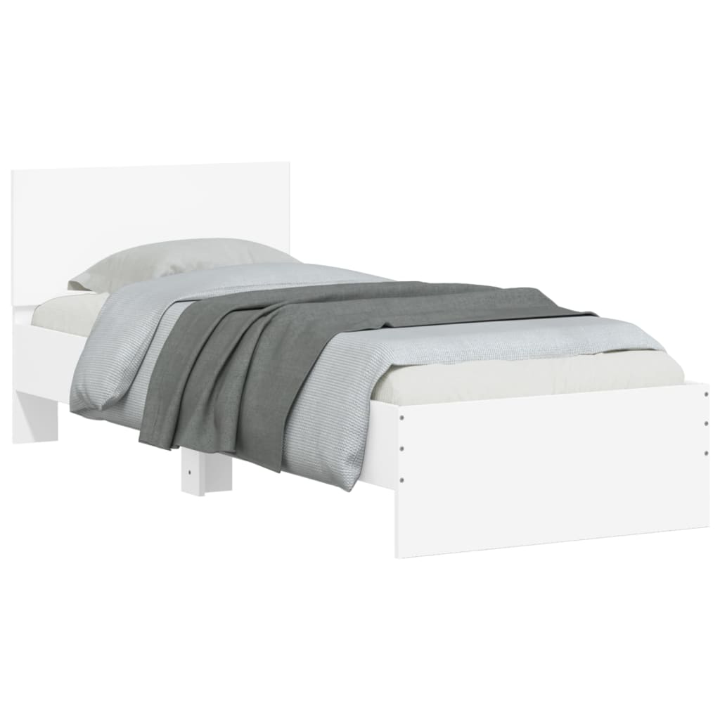 vidaXL Cadre de lit avec tête de lit blanc 75x190 cm bois d'ingénierie