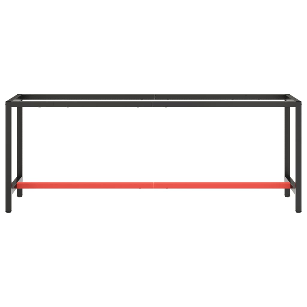 vidaXL Cadre banc de travail Noir mat et rouge mat 210x50x79 cm Métal