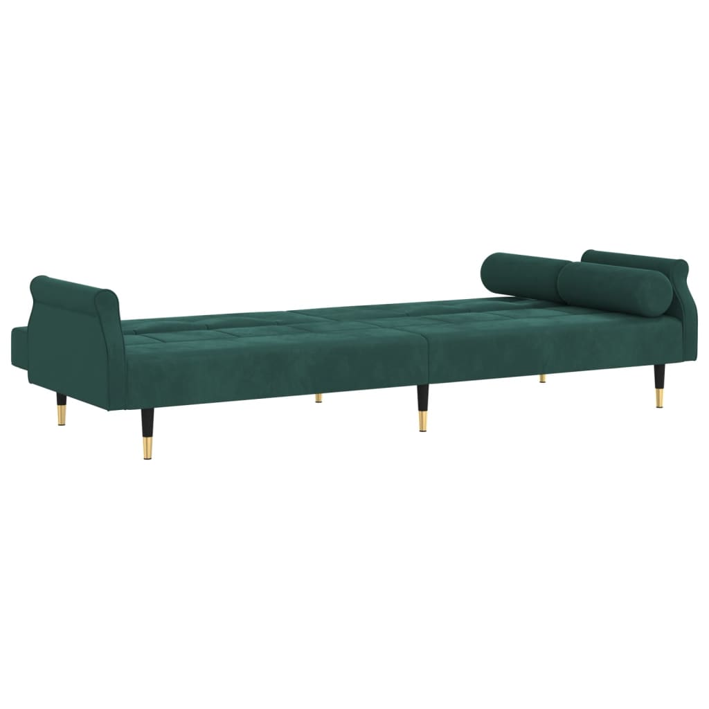 vidaXL Canapé-lit avec coussins vert foncé velours