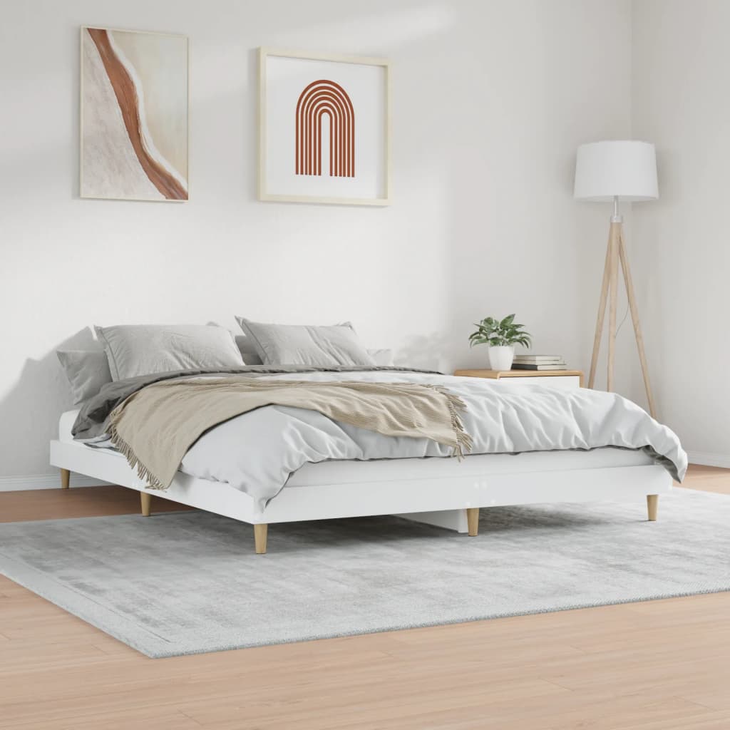 vidaXL Cadre de lit blanc 160x200 cm bois d'ingénierie