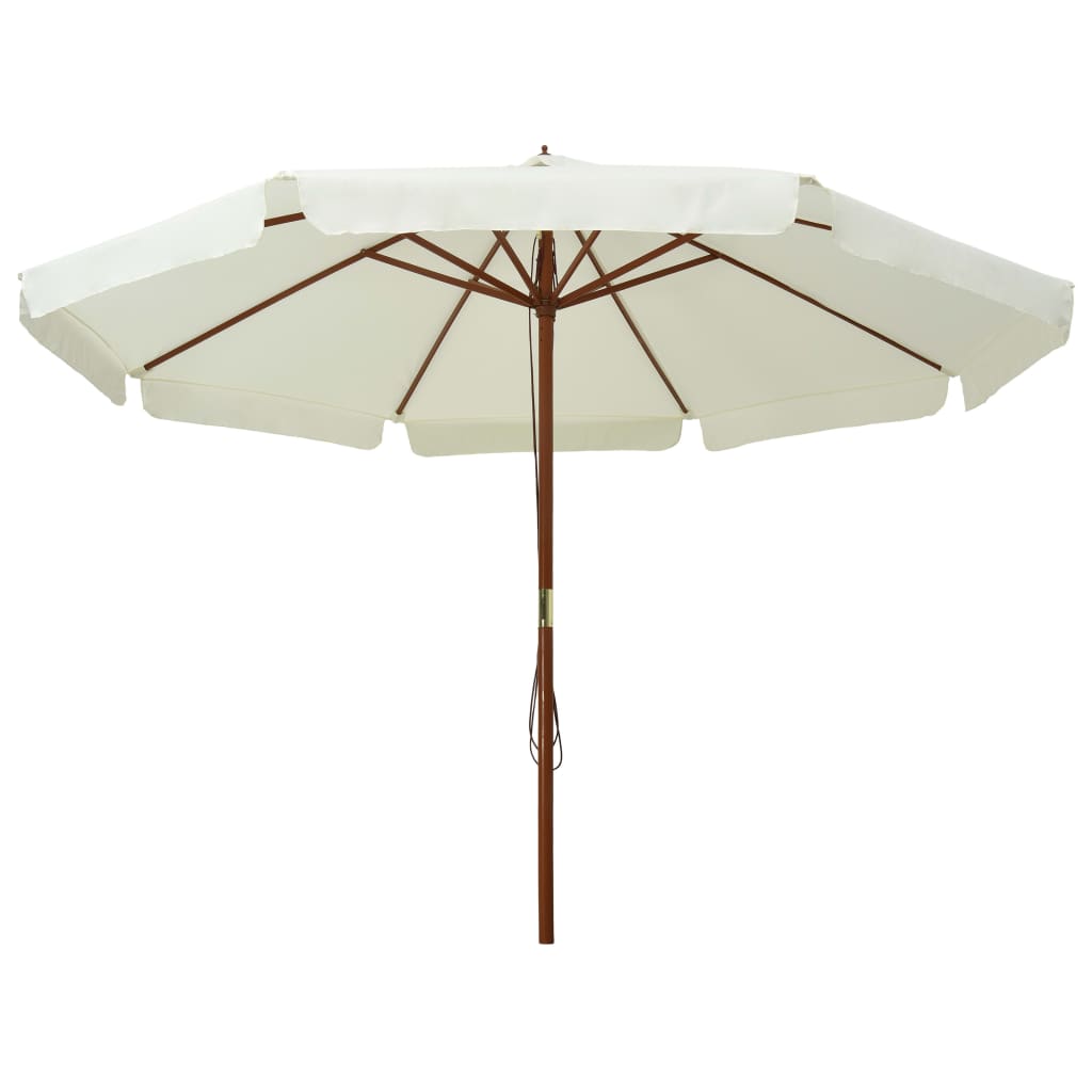 vidaXL Parasol avec mât en bois 330 cm Blanc sable
