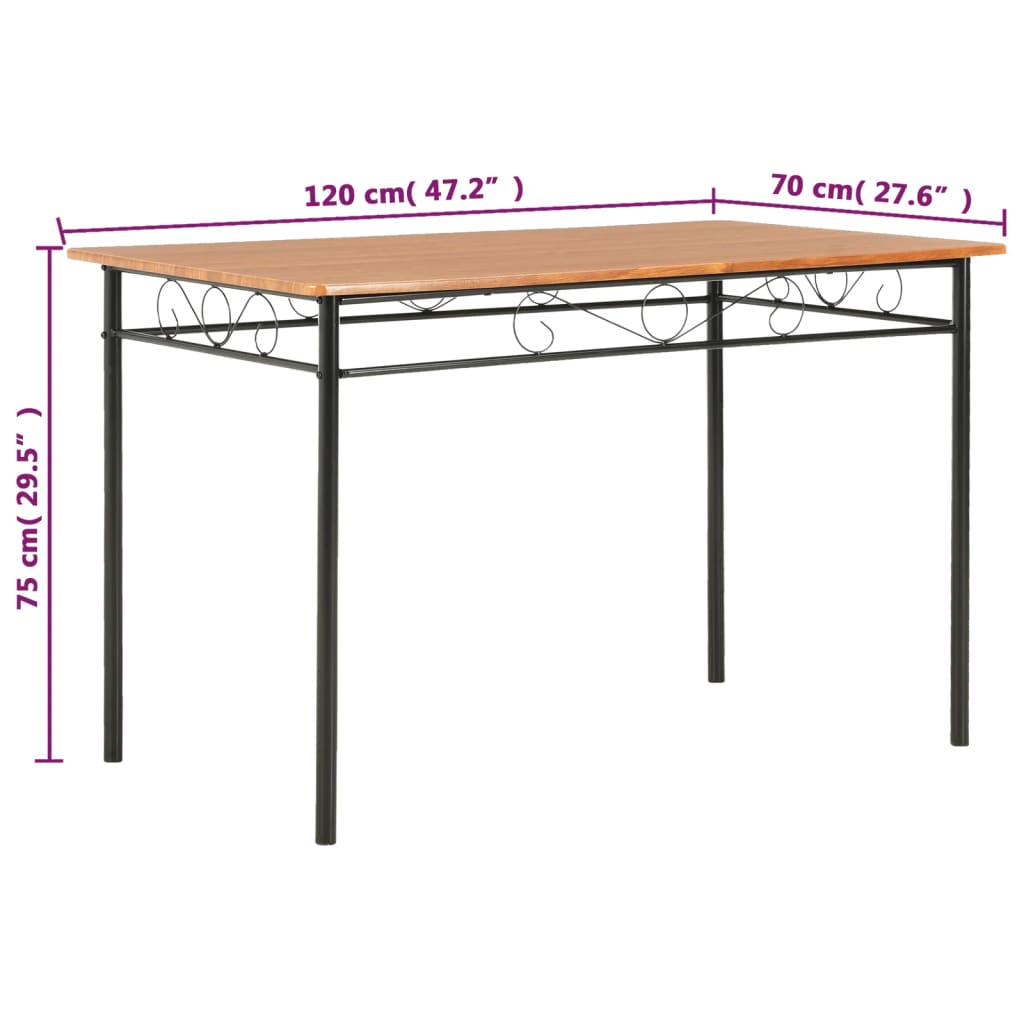 vidaXL Table de salle à manger Marron 120 x 70 x 75 cm MDF