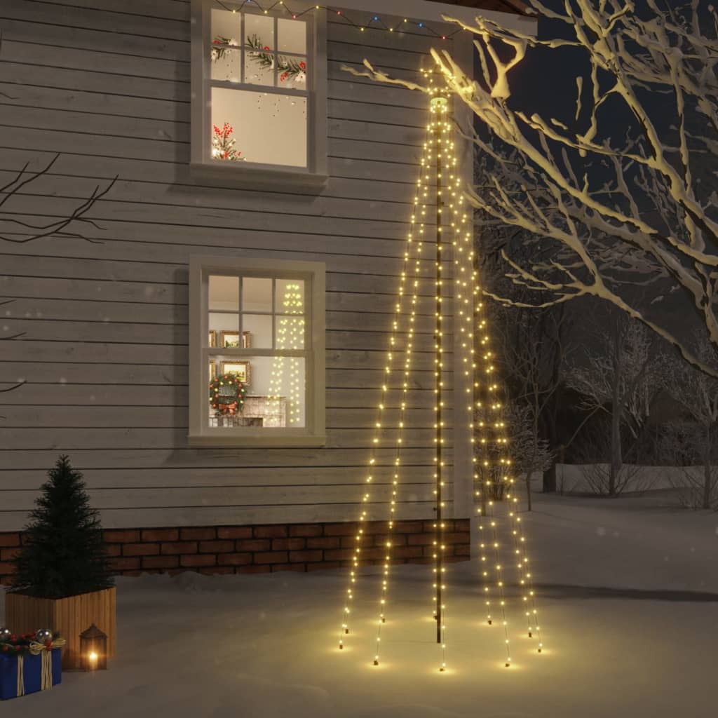 vidaXL Sapin de Noël avec piquet Blanc chaud 310 LED 300 cm