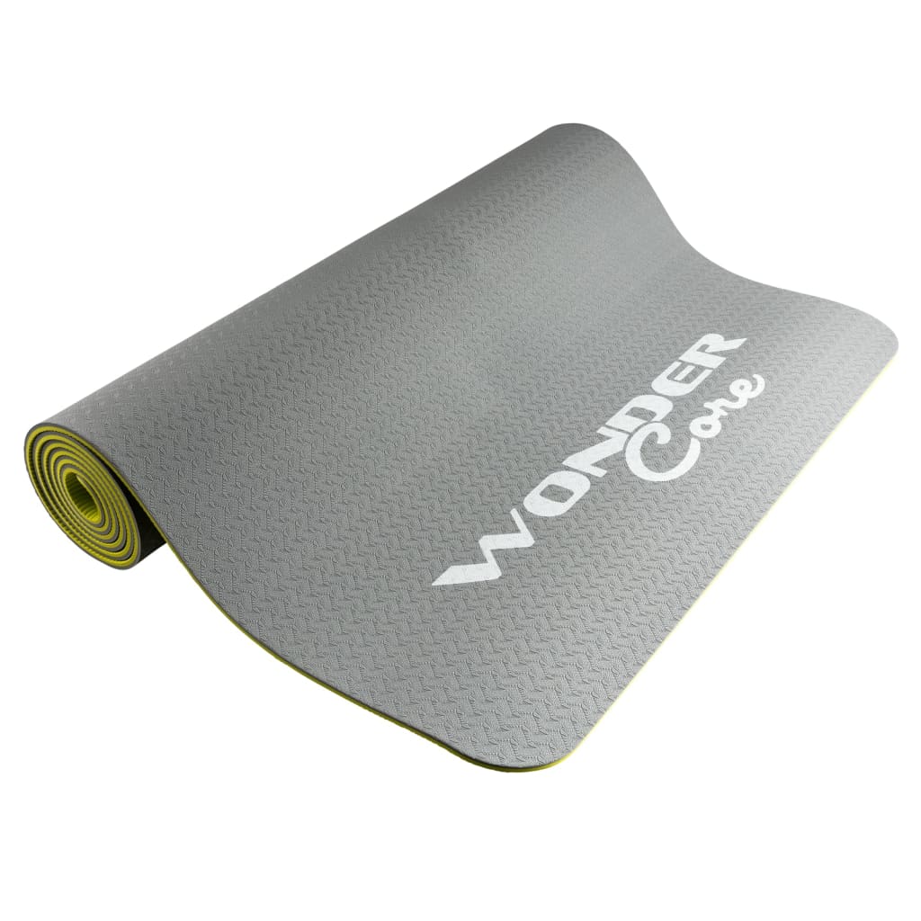 Wonder Core Tapis de yoga TPE 173x61x0,6 cm Gris et vert