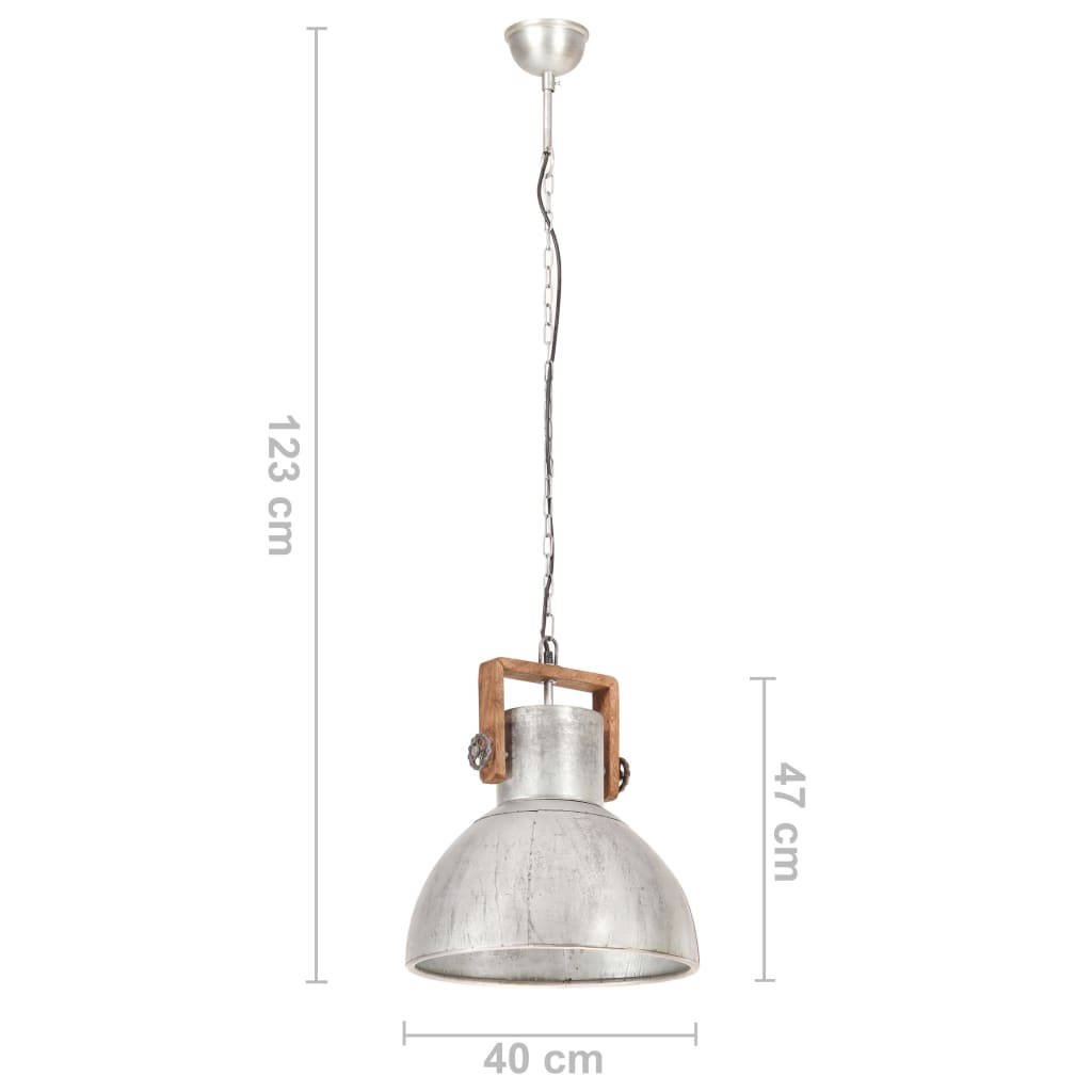 vidaXL Lampe suspendue industrielle 25 W Argenté Rond 40 cm E27