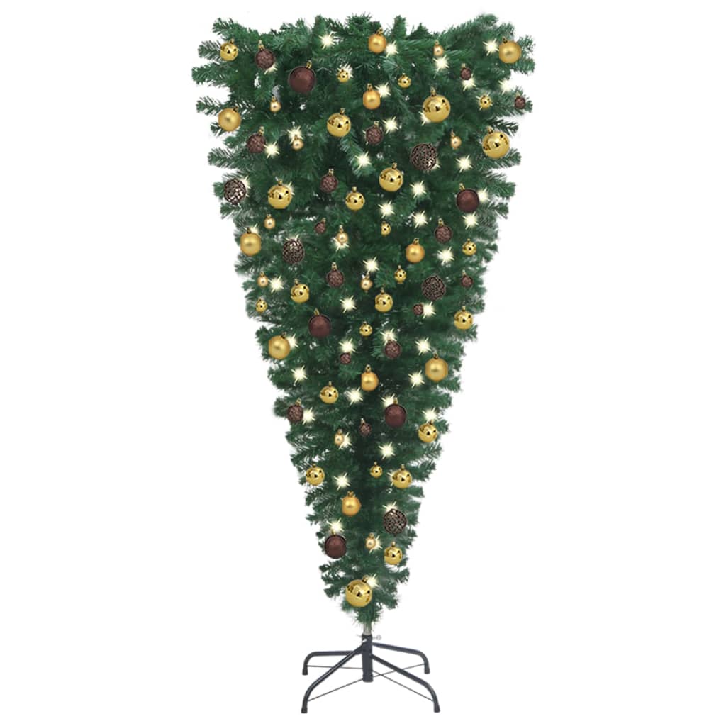 vidaXL Arbre de Noël artificiel renversé pré-éclairé et boules 210 cm