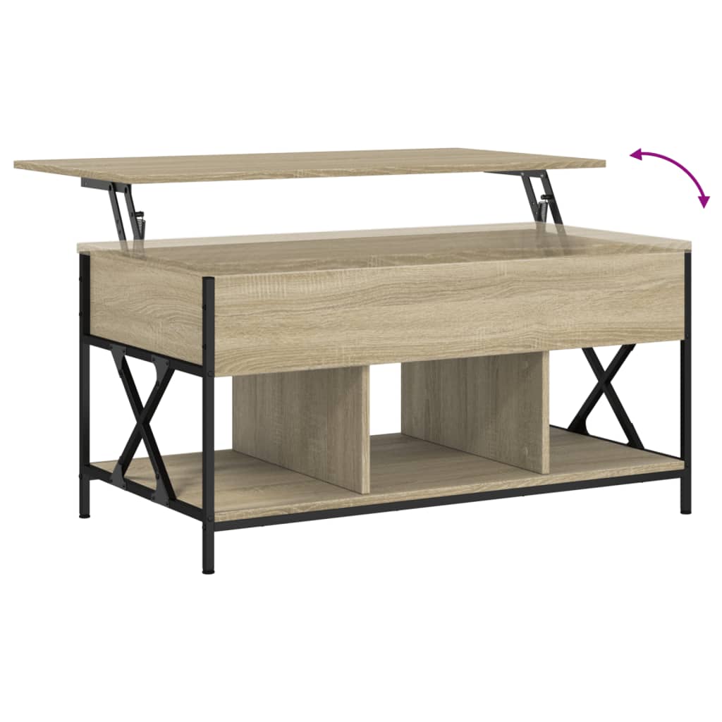 vidaXL Table basse chêne sonoma 100x55x50cm bois d'ingénierie et métal