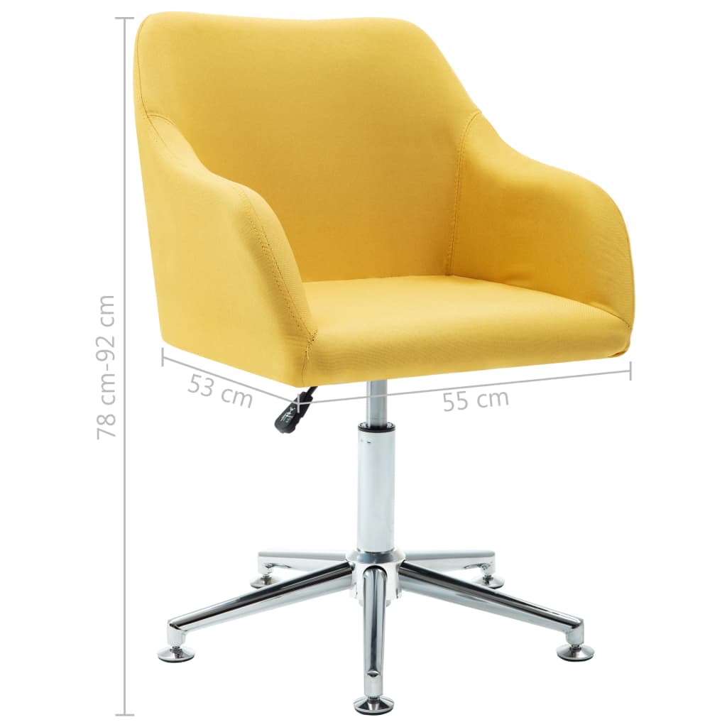 vidaXL Chaise pivotante de bureau Jaune Tissu