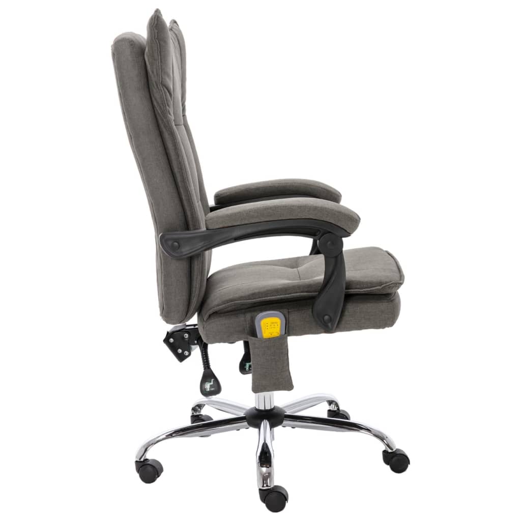 vidaXL Chaise de bureau de massage Gris Tissu