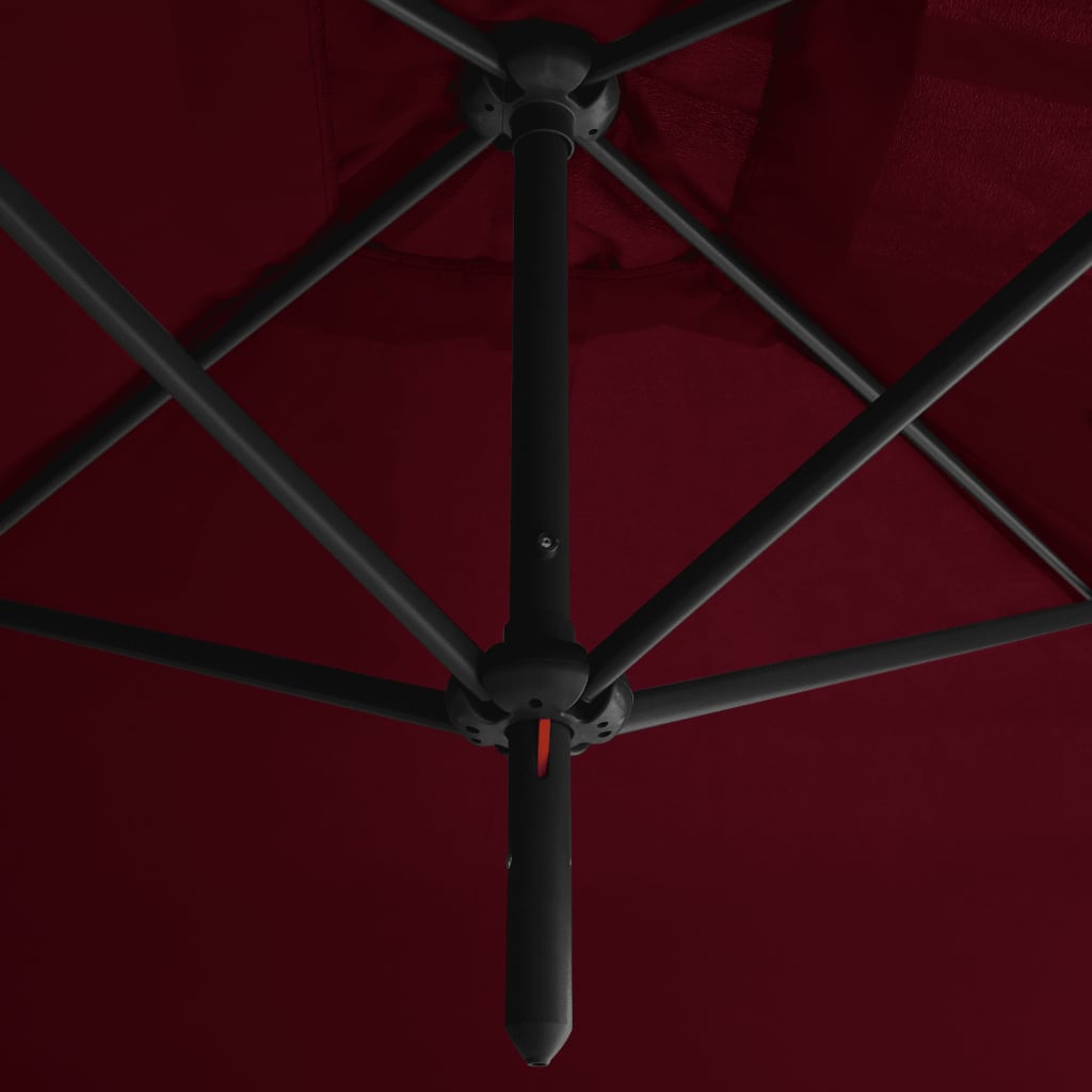 vidaXL Parasol double avec mât en acier Rouge bordeaux 600x300 cm