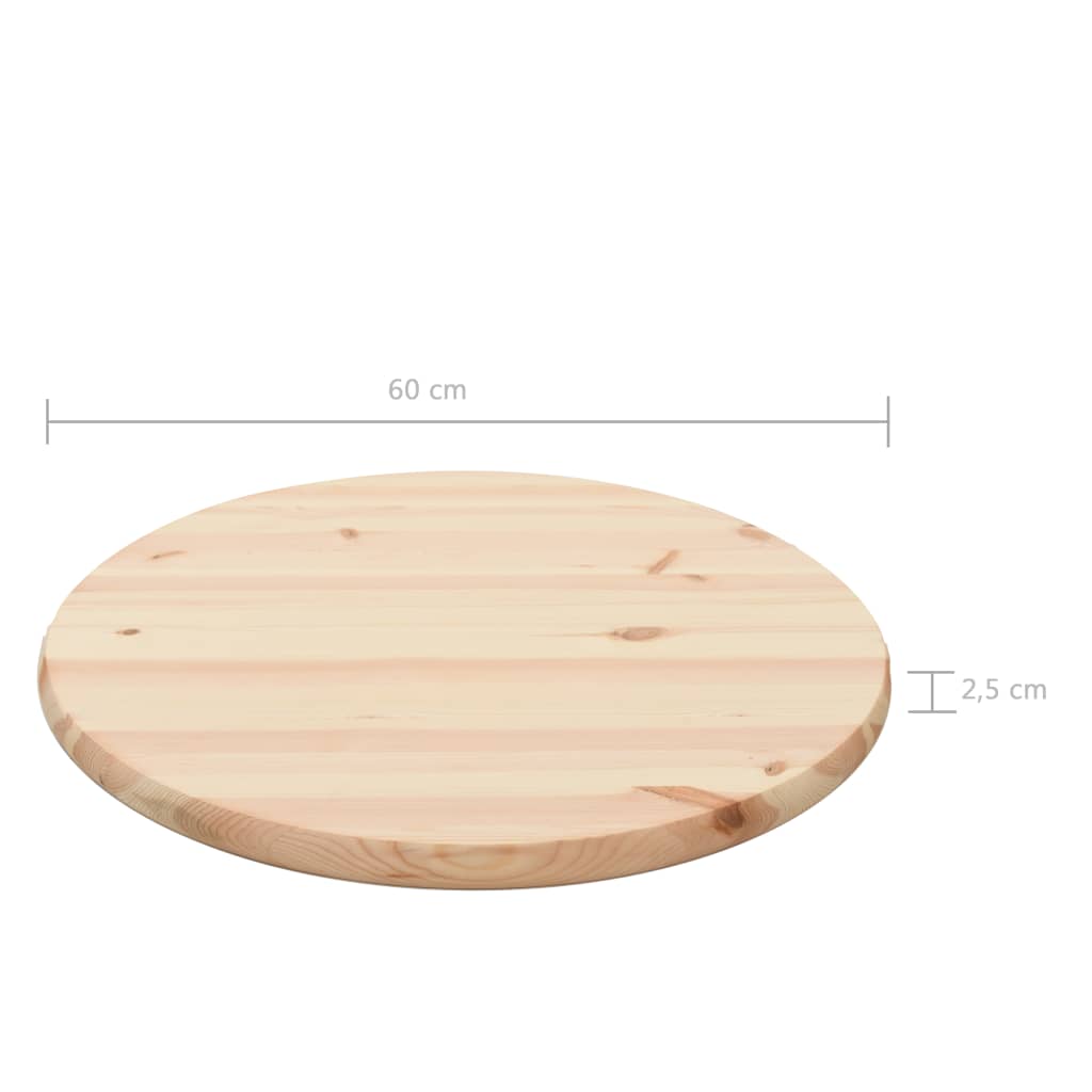 vidaXL Dessus de table Pin naturel 6 pcs Rond 25 mm 60 cm