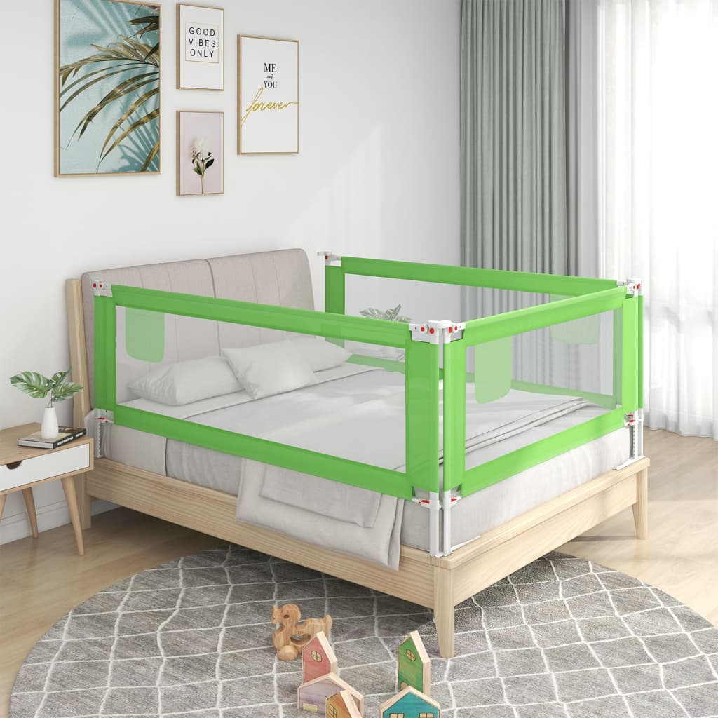 vidaXL Barrière de sécurité de lit d'enfant Vert 180x25 cm Tissu