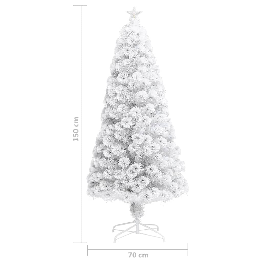 vidaXL Arbre de Noël artificiel pré-éclairé blanc 150 cm fibre optique