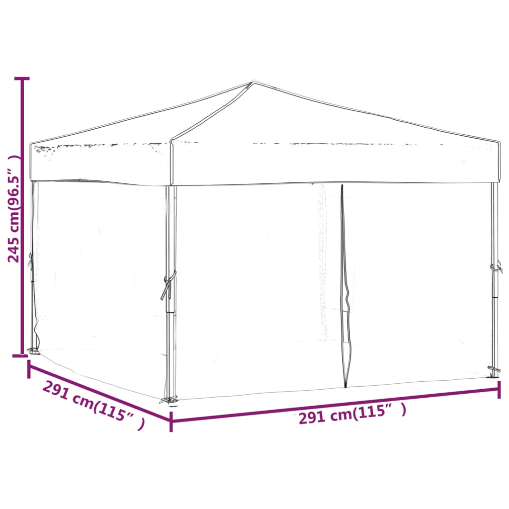 vidaXL Tente de réception pliable avec parois Taupe 3x3 m