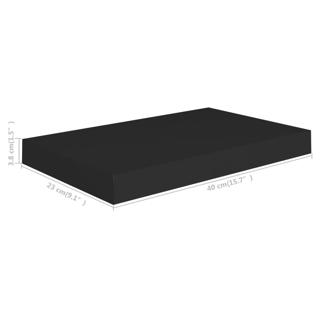 vidaXL Étagères murales flottantes 2 pcs Noir 40x23x3,8 cm MDF