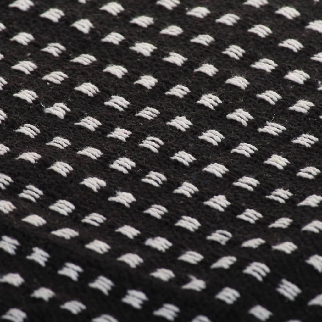 vidaXL Couverture coton à carrés 125x150 cm Noir