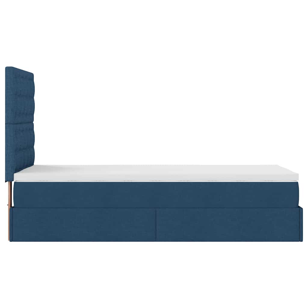vidaXL Cadre de lit ottoman avec matelas bleu 90x190 cm tissu