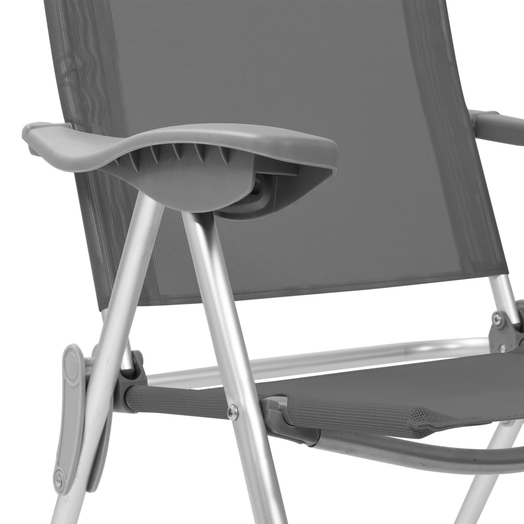 vidaXL Chaises de camping pliables 2 pcs Gris Aluminium