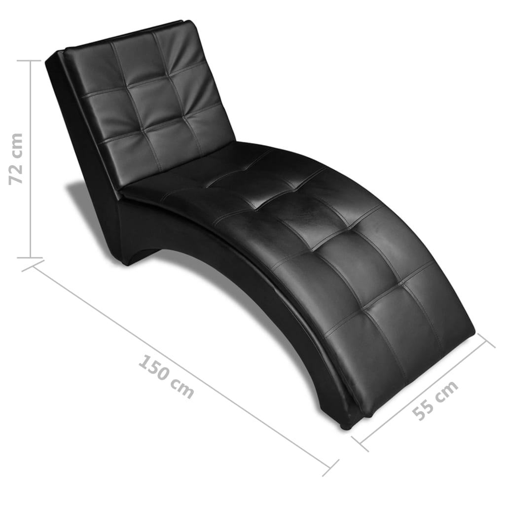 vidaXL Chaise longue avec oreiller Noir Similicuir