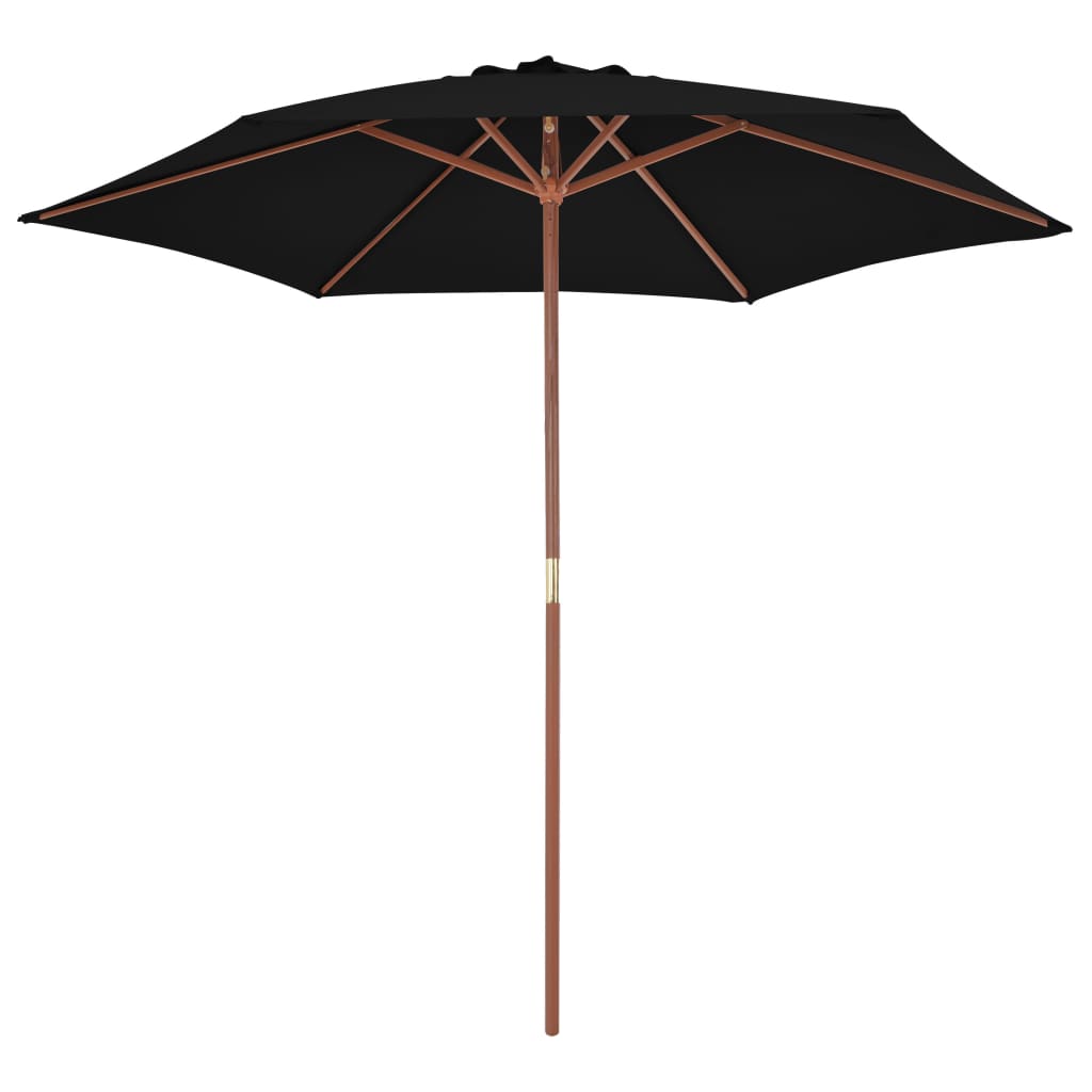 vidaXL Parasol d'extérieur avec mât en bois Noir 270 cm