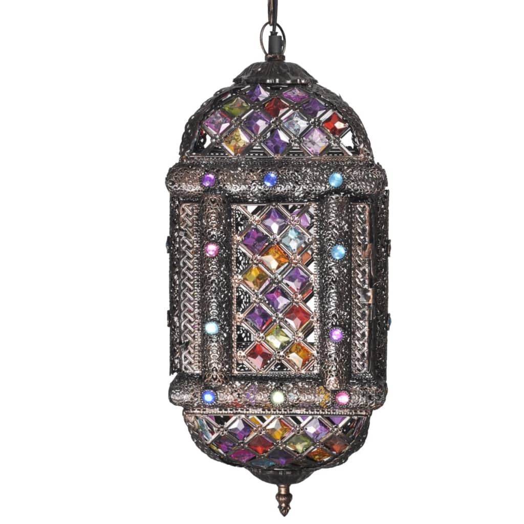 Suspension multicolore en métal avec perles en cristal